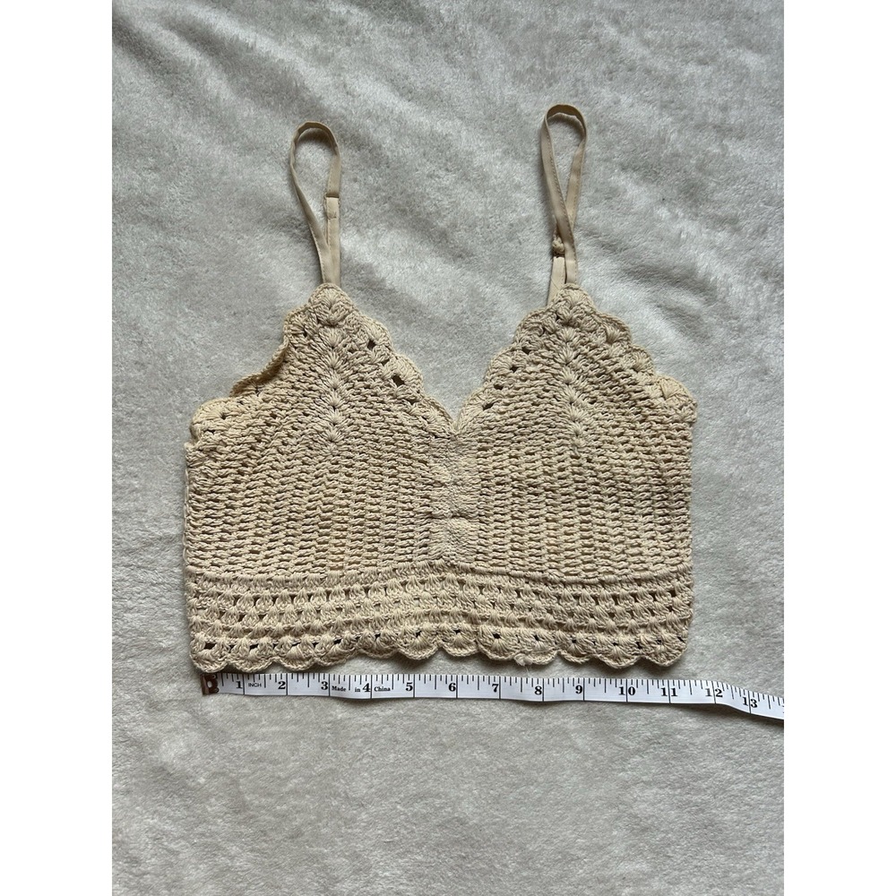 Womens B.O.G Collective Crocheted Crop Bralette Top Size X-Small Boho Festival